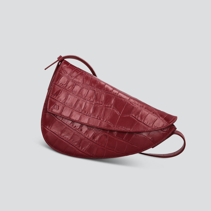 Rebel Cross Body  - soft croco dahlia red