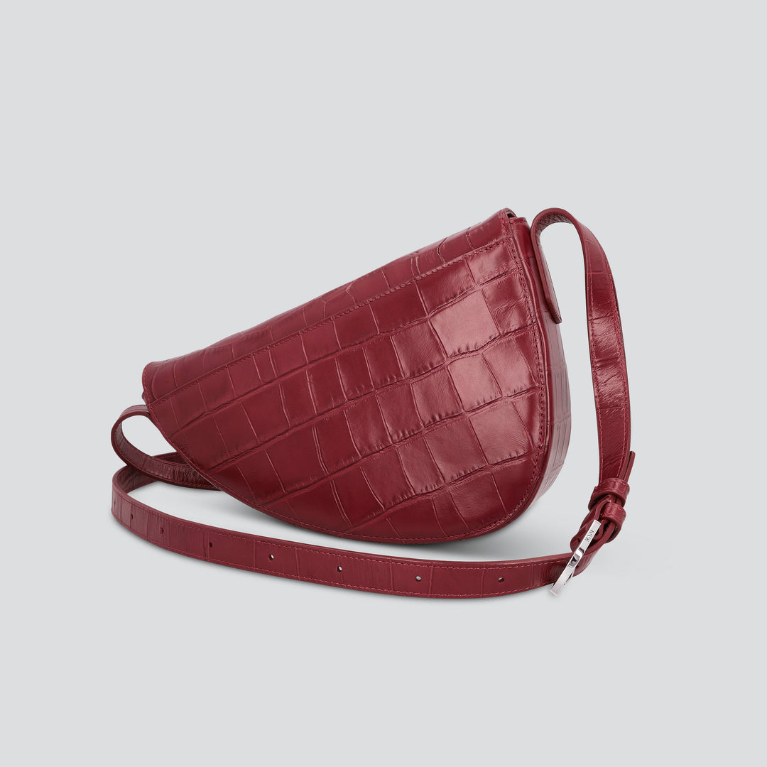 Rebel Cross Body  - soft croco dahlia red