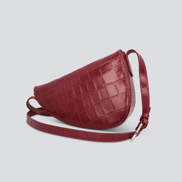 Rebel Cross Body  - soft croco dahlia red