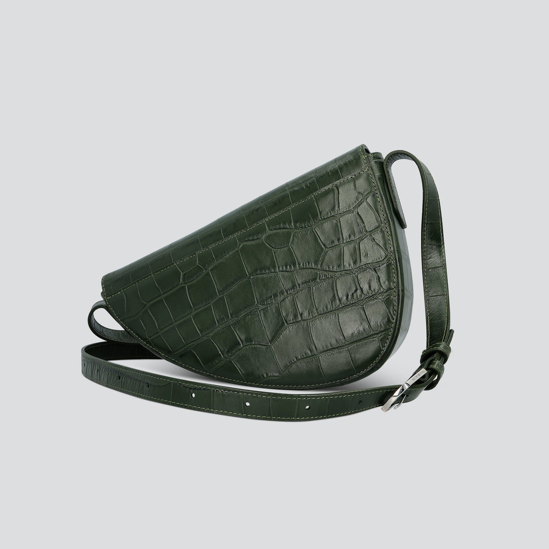 Rebel Cross Body  - soft croco british green