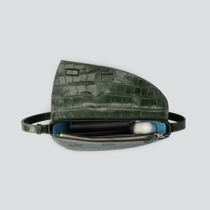 Rebel Cross Body  - soft croco british green