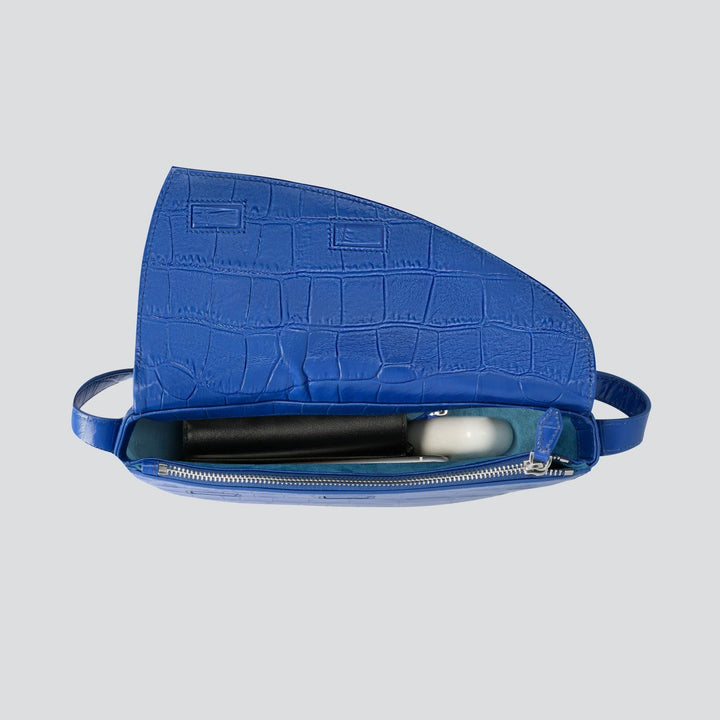 Rebel Cross Body  - soft croco electric blue