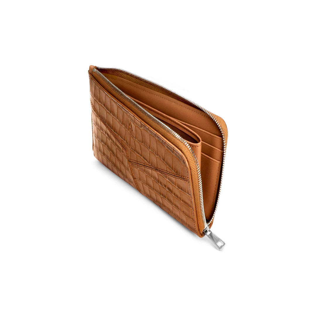 Large Wallet - croco toffee brown