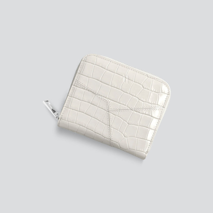 Small Wallet - croco stone white
