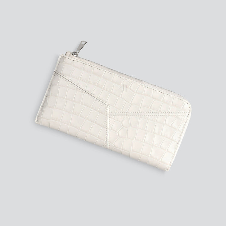 Large Wallet - croco stone white