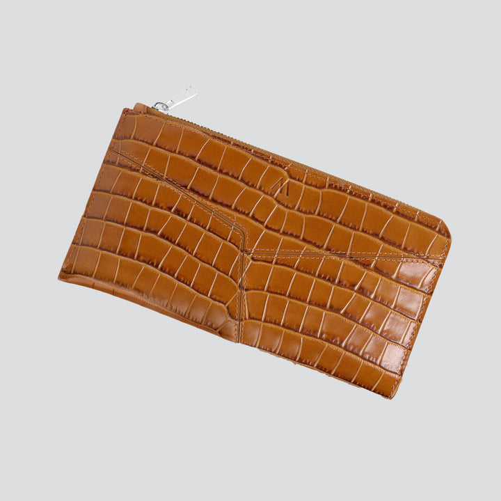 Large Wallet - croco toffee brown