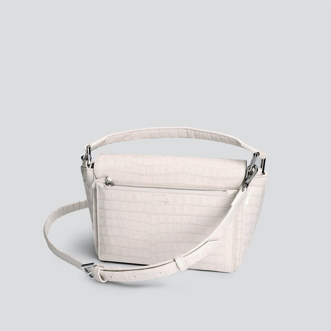 Ikon Shoulder Bag - croco stone white