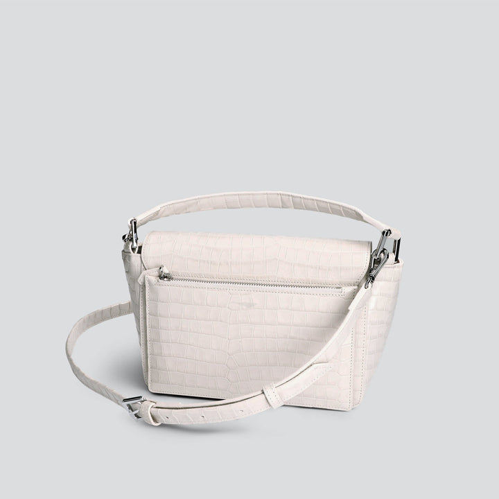 Ikon Shoulder Bag - croco stone white