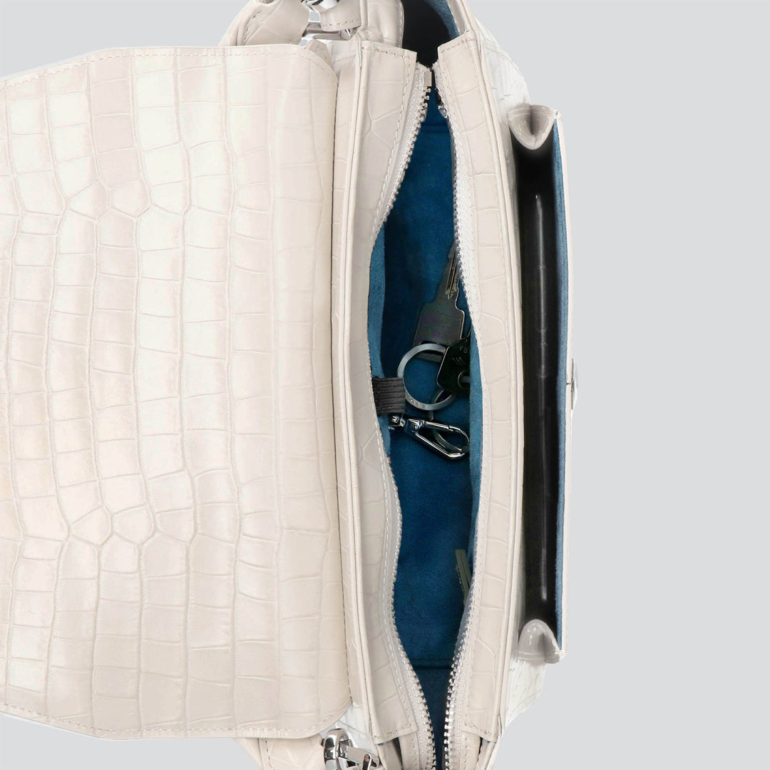 Ikon Shoulder Bag - croco stone white