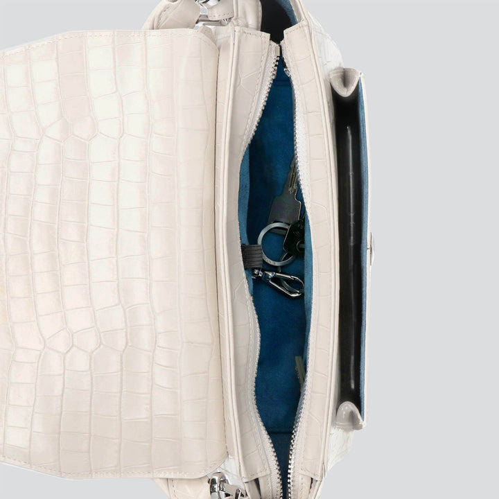 Ikon Shoulder Bag - croco stone white