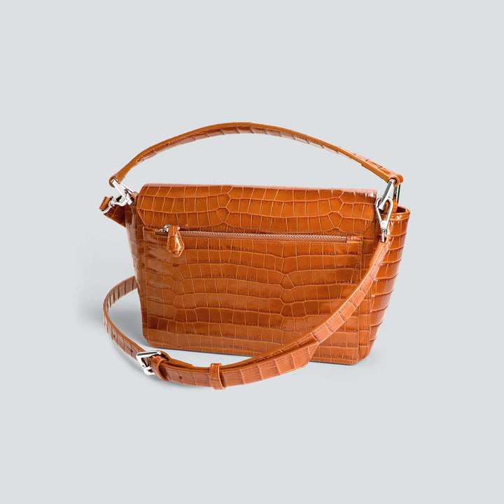 Ikon Shoulder Bag - croco cinnamon