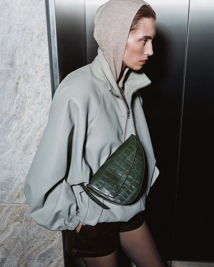 Rebel Cross Body  - soft croco british green