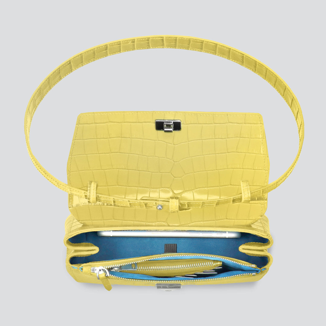 Ikon Clutch - croco lemon yellow