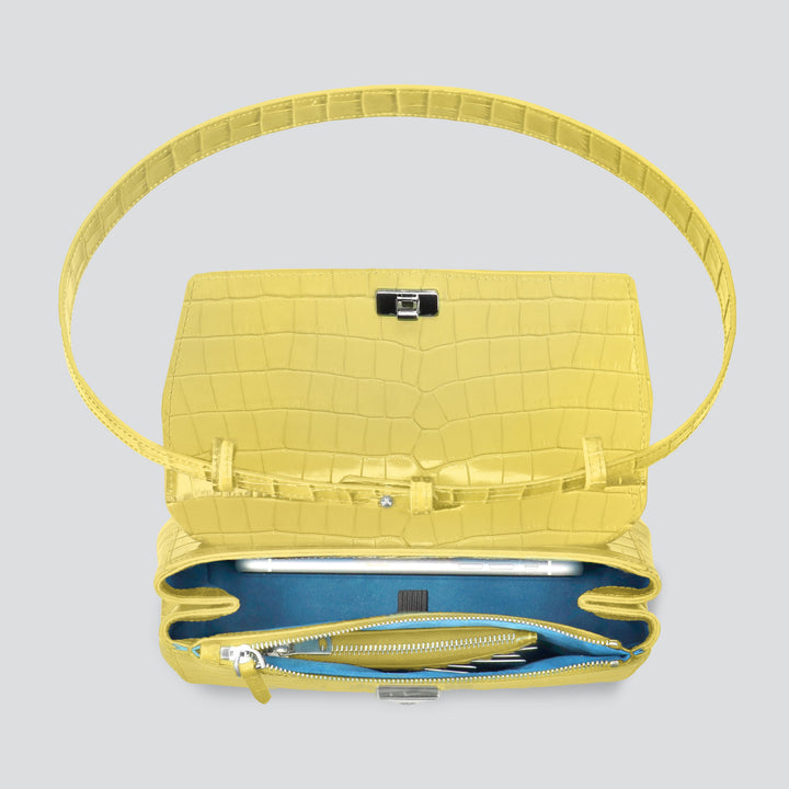 Ikon Clutch - croco lemon yellow