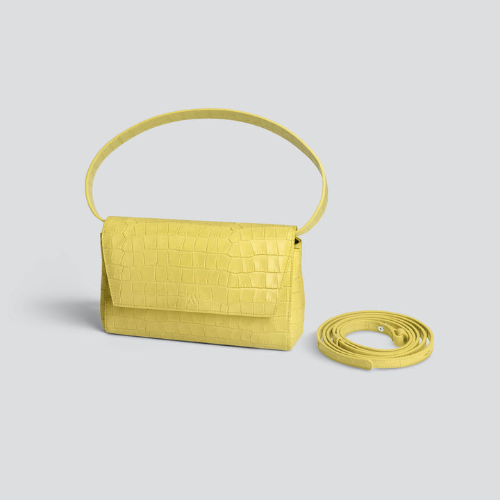 Ikon Clutch - croco lemon yellow