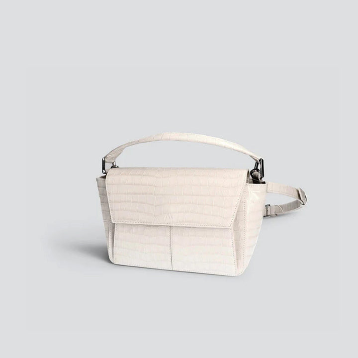 Ikon Shoulder Bag - croco stone white