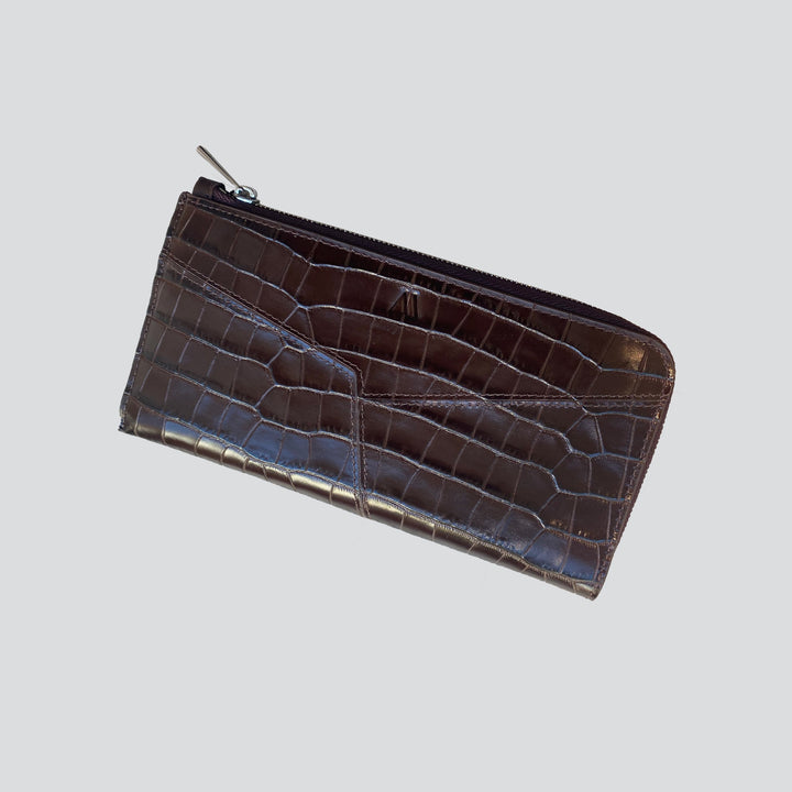 Large Wallet - croco chocolate
